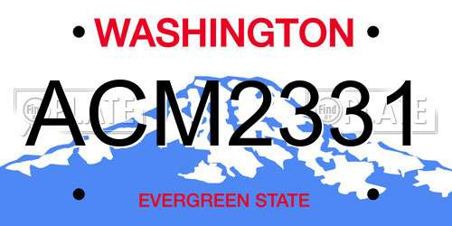 ACM2331 Washington License Plate
