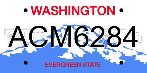 ACM6284 Washington License Plate
