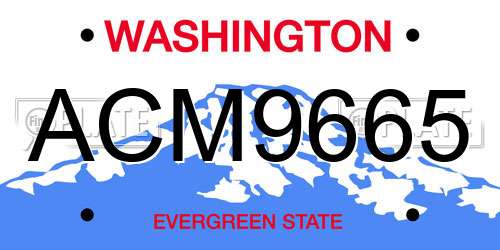 ACM9665 Washington License Plate