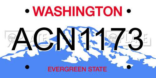 ACN1173 Washington License Plate