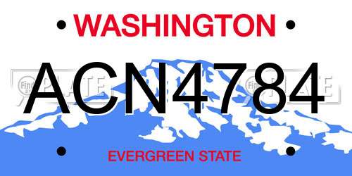 ACN4784 Washington License Plate
