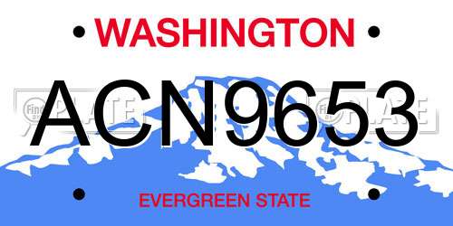 ACN9653 Washington License Plate