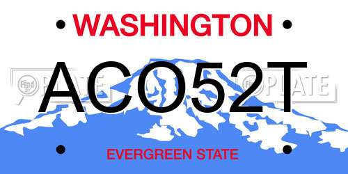 ACO52T Washington License Plate