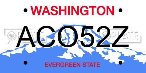 ACO52Z Washington License Plate