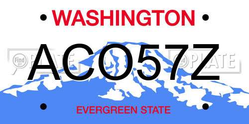 ACO57Z Washington License Plate