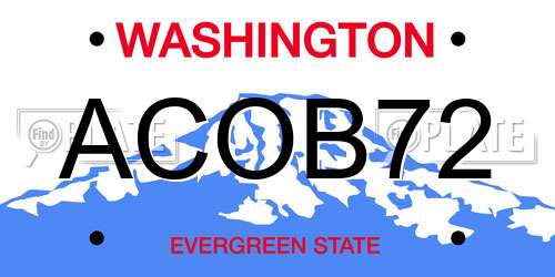 ACOB72 Washington License Plate
