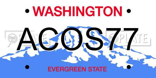 ACOS77 Washington License Plate