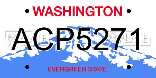 ACP5271 Washington License Plate