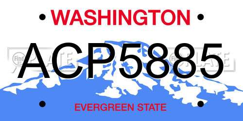 ACP5885 Washington License Plate