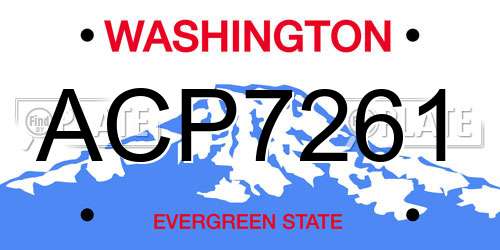 ACP7261 Washington License Plate