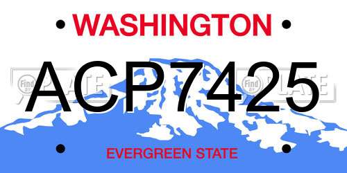 ACP7425 Washington License Plate