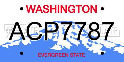 ACP7787 Washington License Plate