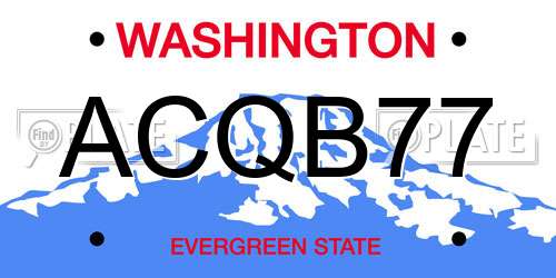 ACQB77 Washington License Plate