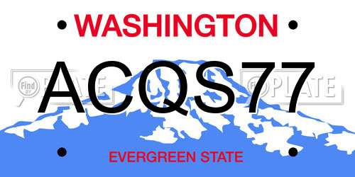 ACQS77 Washington License Plate