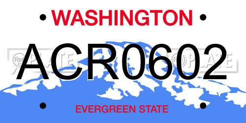 ACR0602 Washington License Plate
