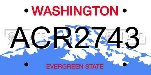 ACR2743 Washington License Plate