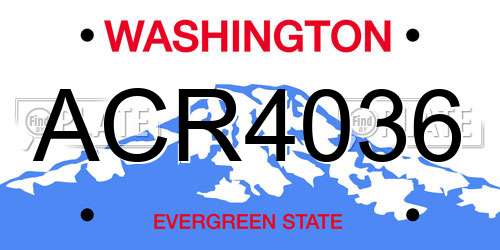 ACR4036 Washington License Plate