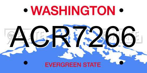 ACR7266 Washington License Plate