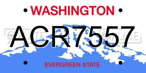 ACR7557 Washington License Plate