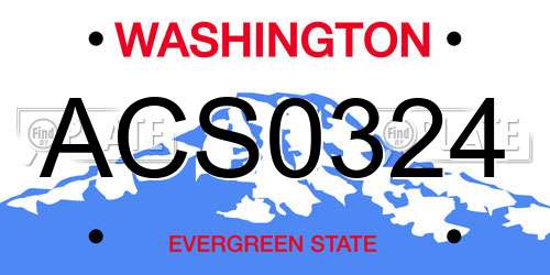 ACS0324 Washington License Plate