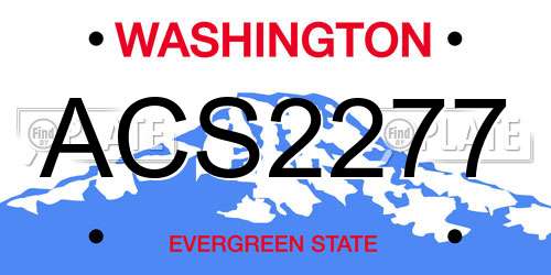 ACS2277 Washington License Plate
