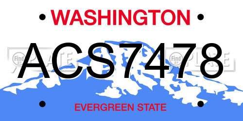 ACS7478 Washington License Plate