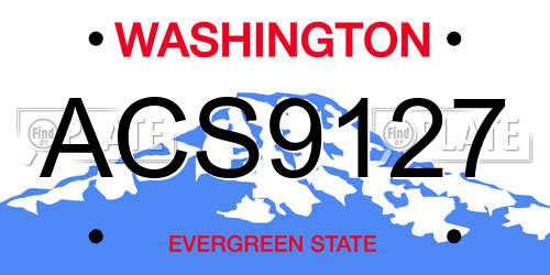ACS9127 Washington License Plate