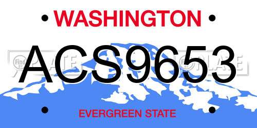 ACS9653 Washington License Plate