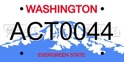 ACT0044 Washington License Plate