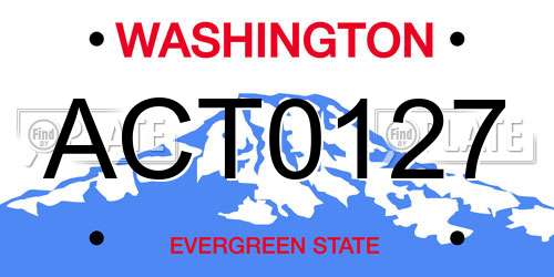 ACT0127 Washington License Plate