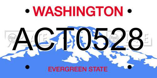 ACT0528 Washington License Plate