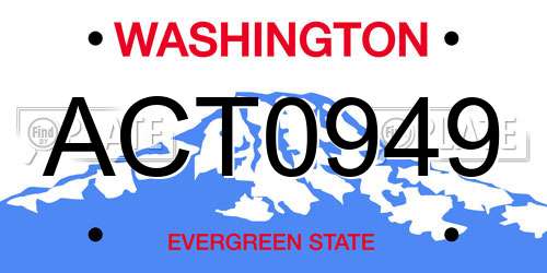 ACT0949 Washington License Plate