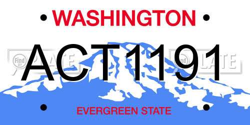 ACT1191 Washington License Plate