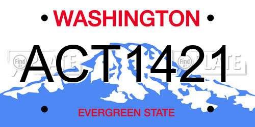 ACT1421 Washington License Plate