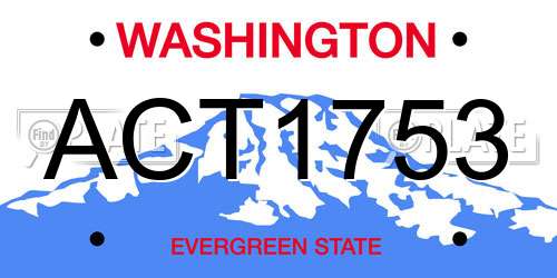 ACT1753 Washington License Plate