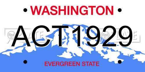 ACT1929 Washington License Plate
