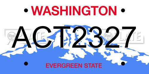 ACT2327 Washington License Plate