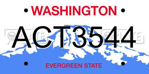 ACT3544 Washington License Plate