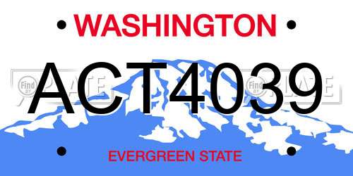 ACT4039 Washington License Plate