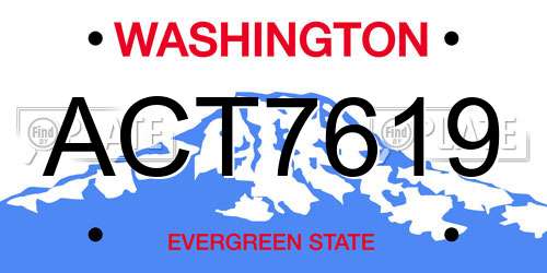 ACT7619 Washington License Plate