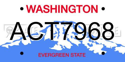 ACT7968 Washington License Plate