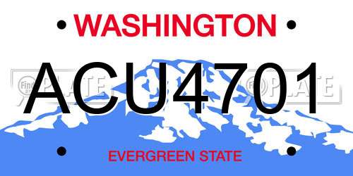 ACU4701 Washington License Plate
