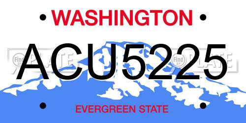 ACU5225 Washington License Plate