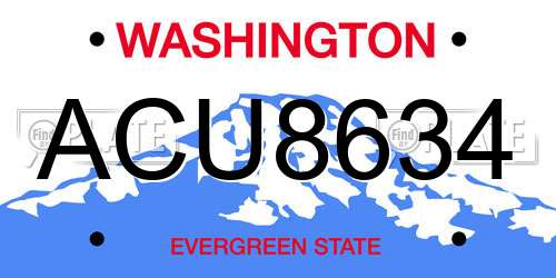 ACU8634 Washington License Plate