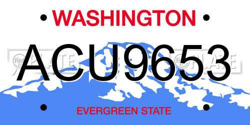 ACU9653 Washington License Plate