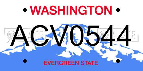 ACV0544 Washington License Plate