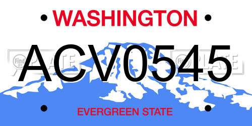 ACV0545 Washington License Plate