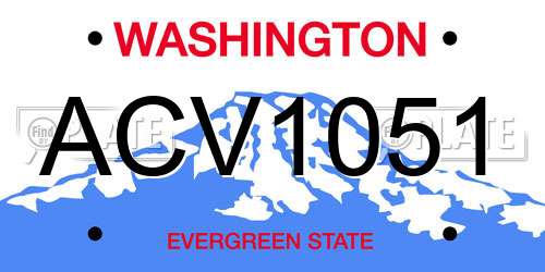 ACV1051 Washington License Plate