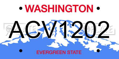 ACV1202 Washington License Plate