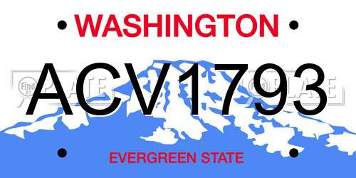 ACV1793 Washington License Plate